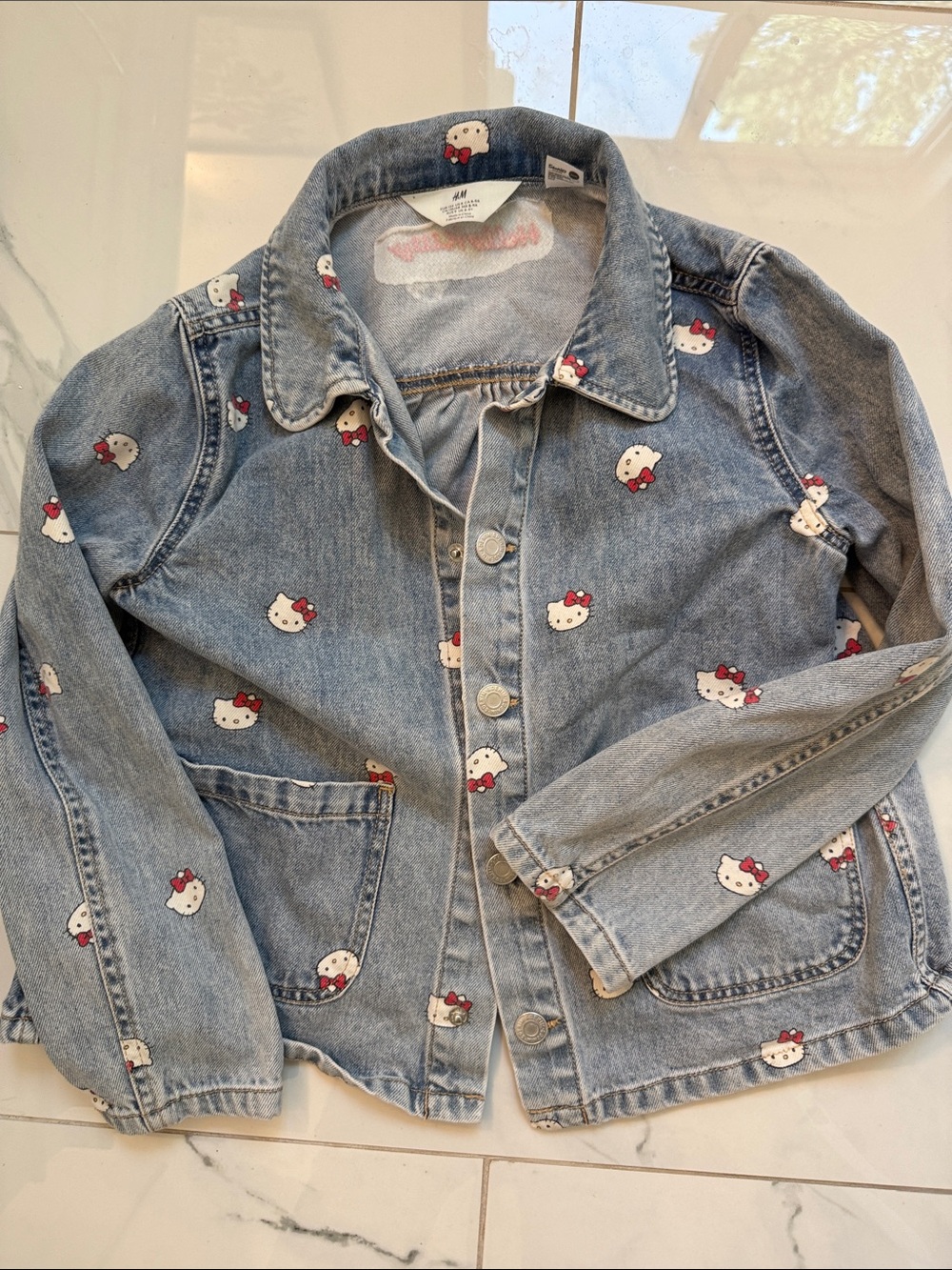 Kids Light Blue Denim Jacket with hello kitty Sanrio- H&M
